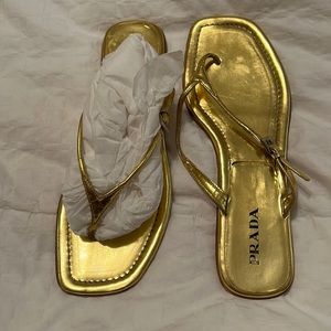 Prada gold thong sandal EU size 39 1/2